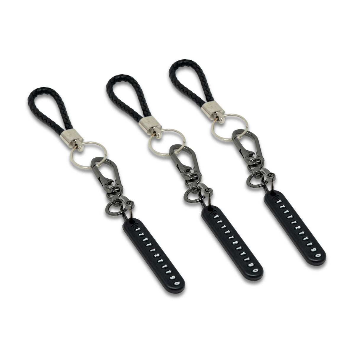 Customizable Black Braided Keychain Set – 3 Pack