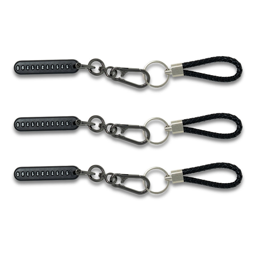 Customizable Black Braided Keychain Set – 3 Pack