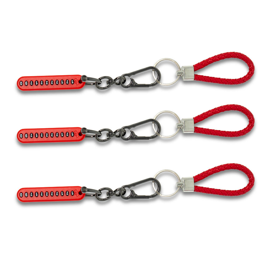Customizable Red Braided Keychain Set – 3 Pack