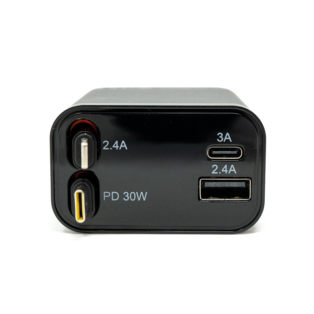 Multi-Port Car Charger – 30W with Retractable Cords
