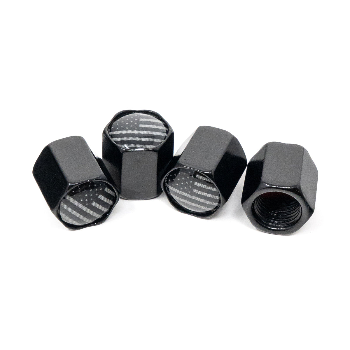 Black and White Flag Valve Stem Caps