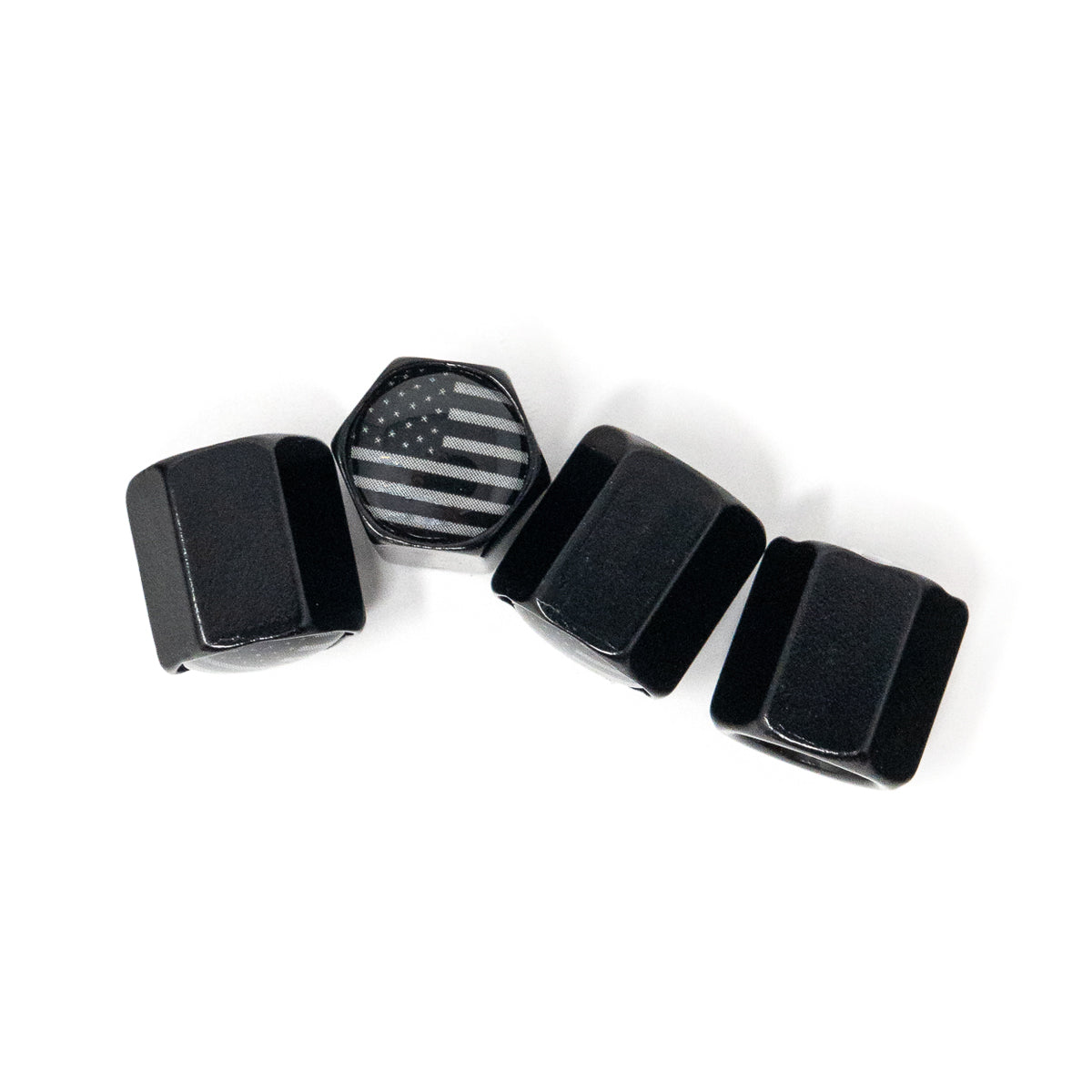 Black and White Flag Valve Stem Caps