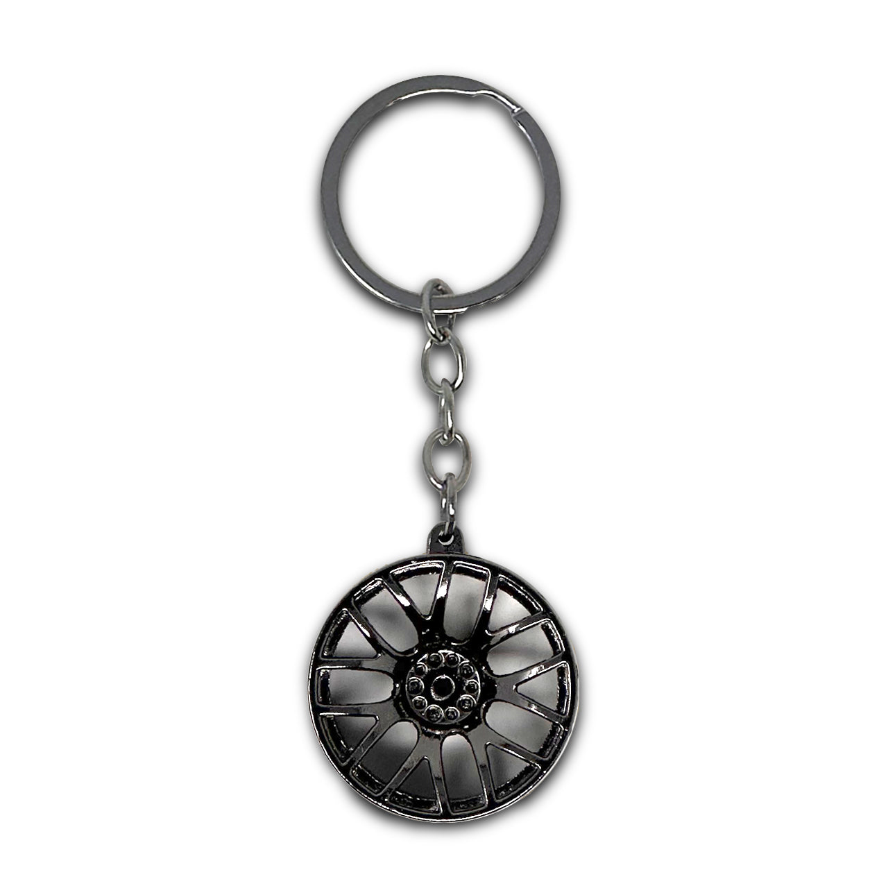 Dark Silver Wheel Keychain