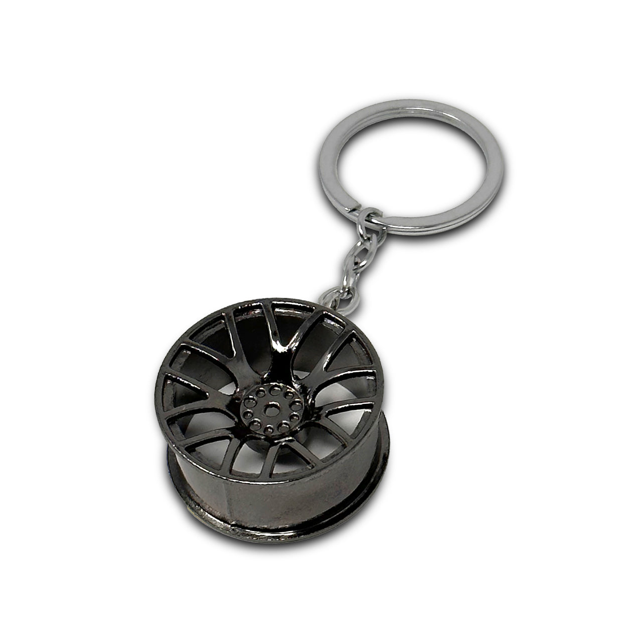 Dark Silver Wheel Keychain