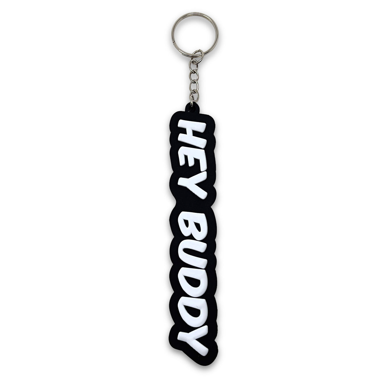 Hey Buddy White PVC Keychain