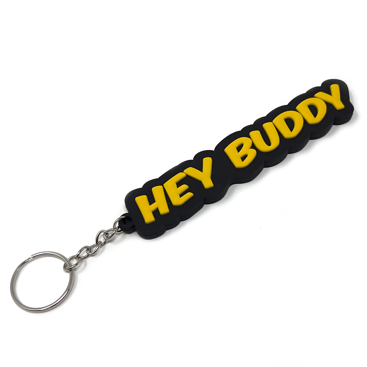 Hey Buddy Yellow PVC Keychain