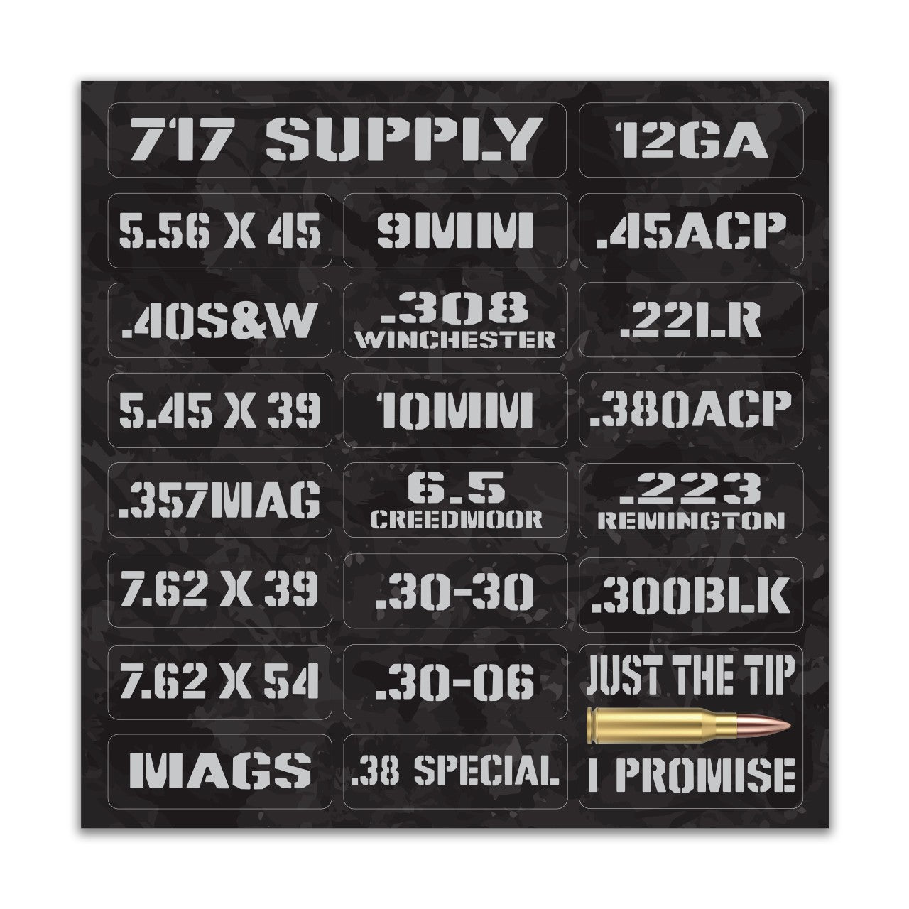 Ammo Labels - Black Camo