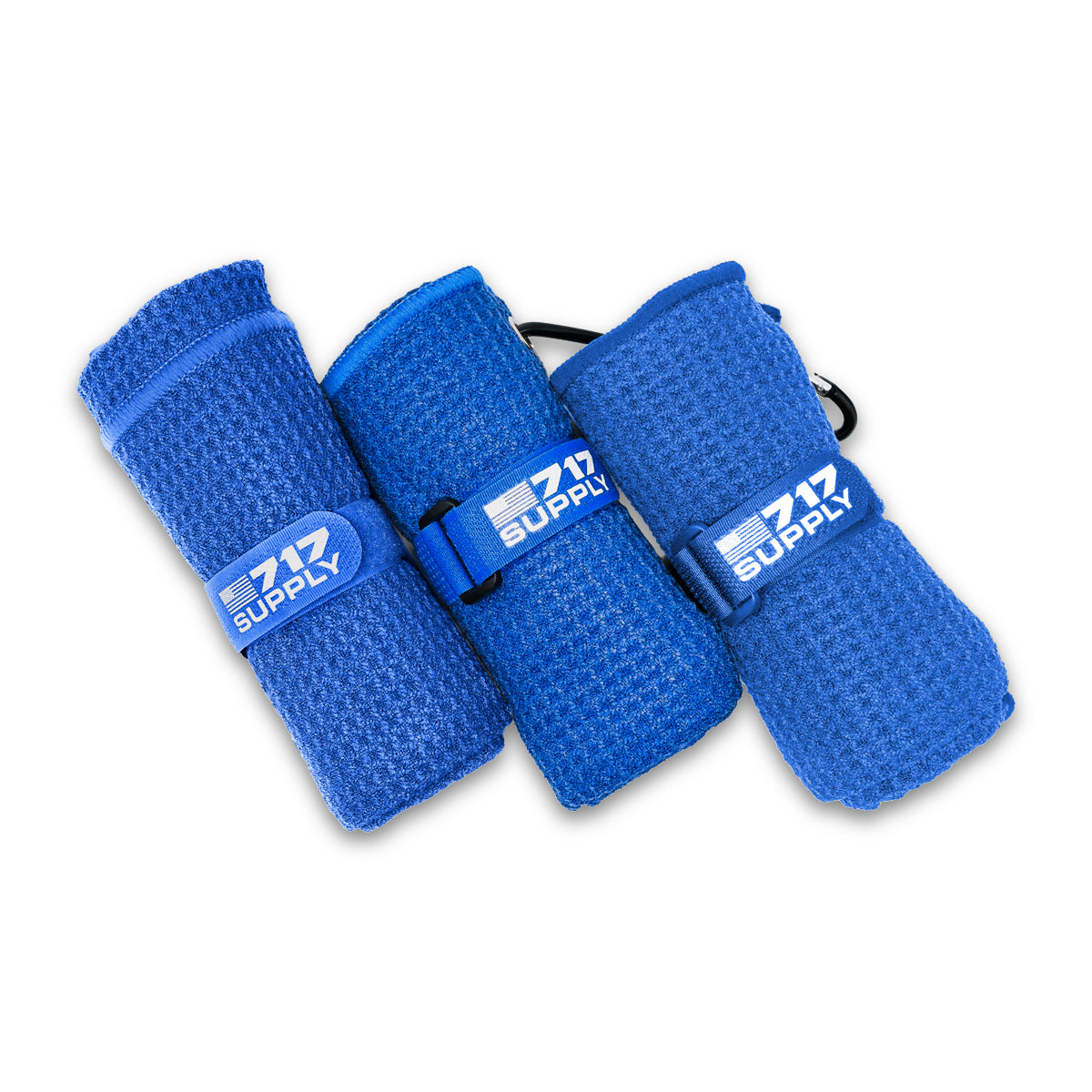 717 Blue Golf Towels With Carabiner 3pc Set
