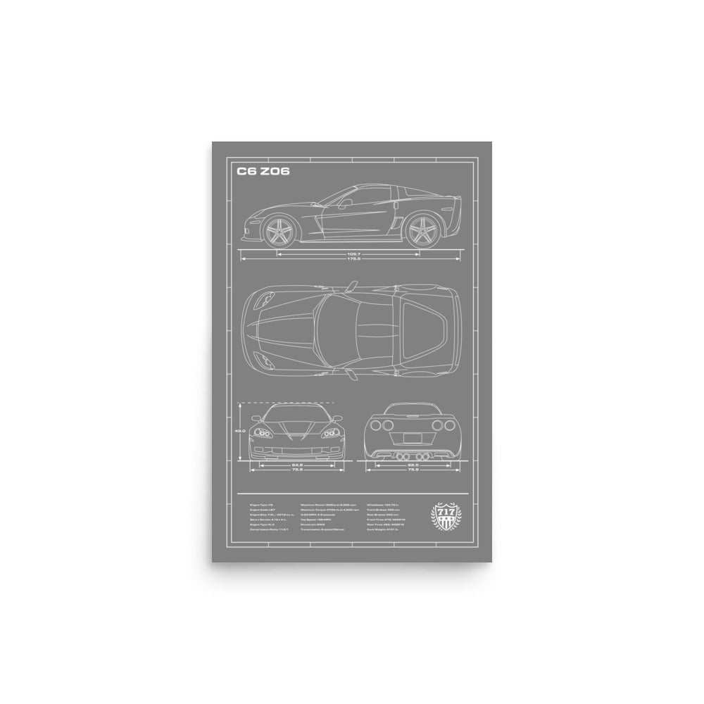 C6 Z06 Blueprint Poster