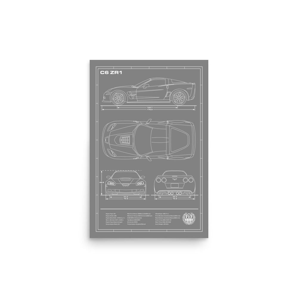 C6 ZR1 Blueprint Poster