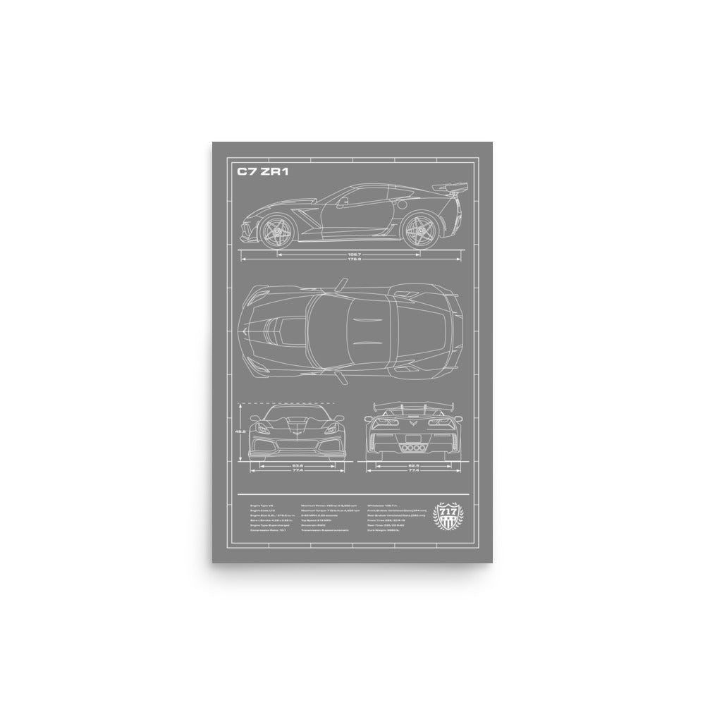 C7 ZR1 Blueprint Poster