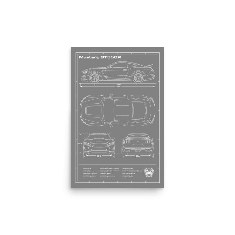 GT350R Blueprint Poster