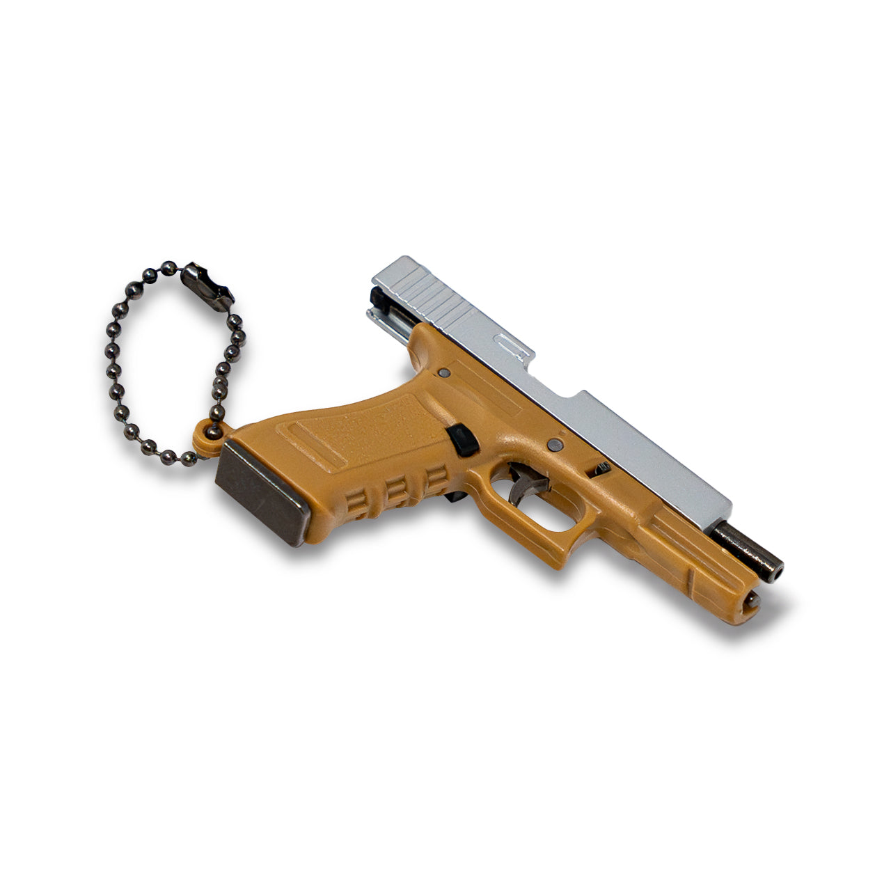 Pew Pew Keychain - Tan/Silver